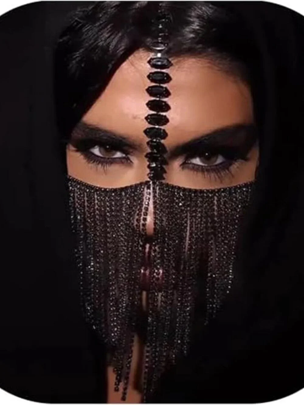 Rhinestone Fringe Mask
